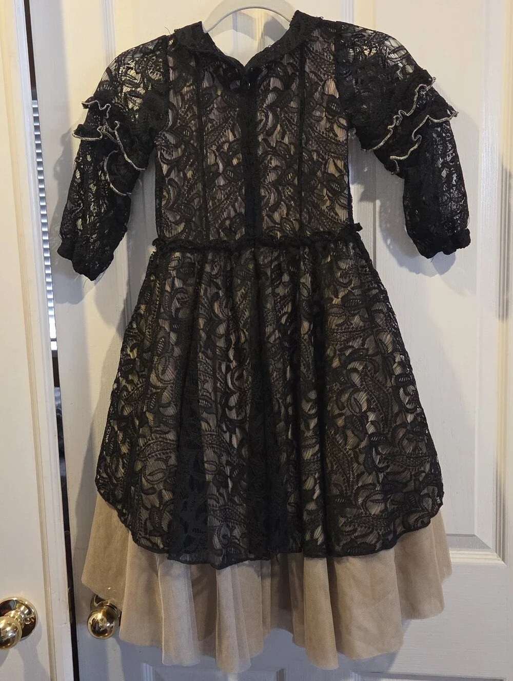 Mia Joy Joyfolie Girls Lace Tiered Ruffle Dress black Steampunk goth Size 5